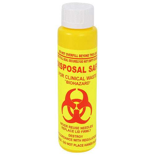 Sharps Container 150ml Round with Screw Lid